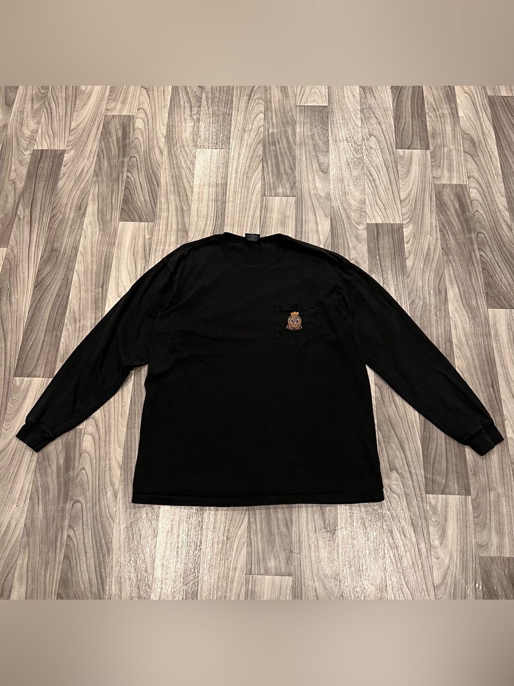 SIZE MEDIUM VINTAGE POLO RALPH LAUREN CROWN CREST LONG SLEEVE POCKET SHIRT
